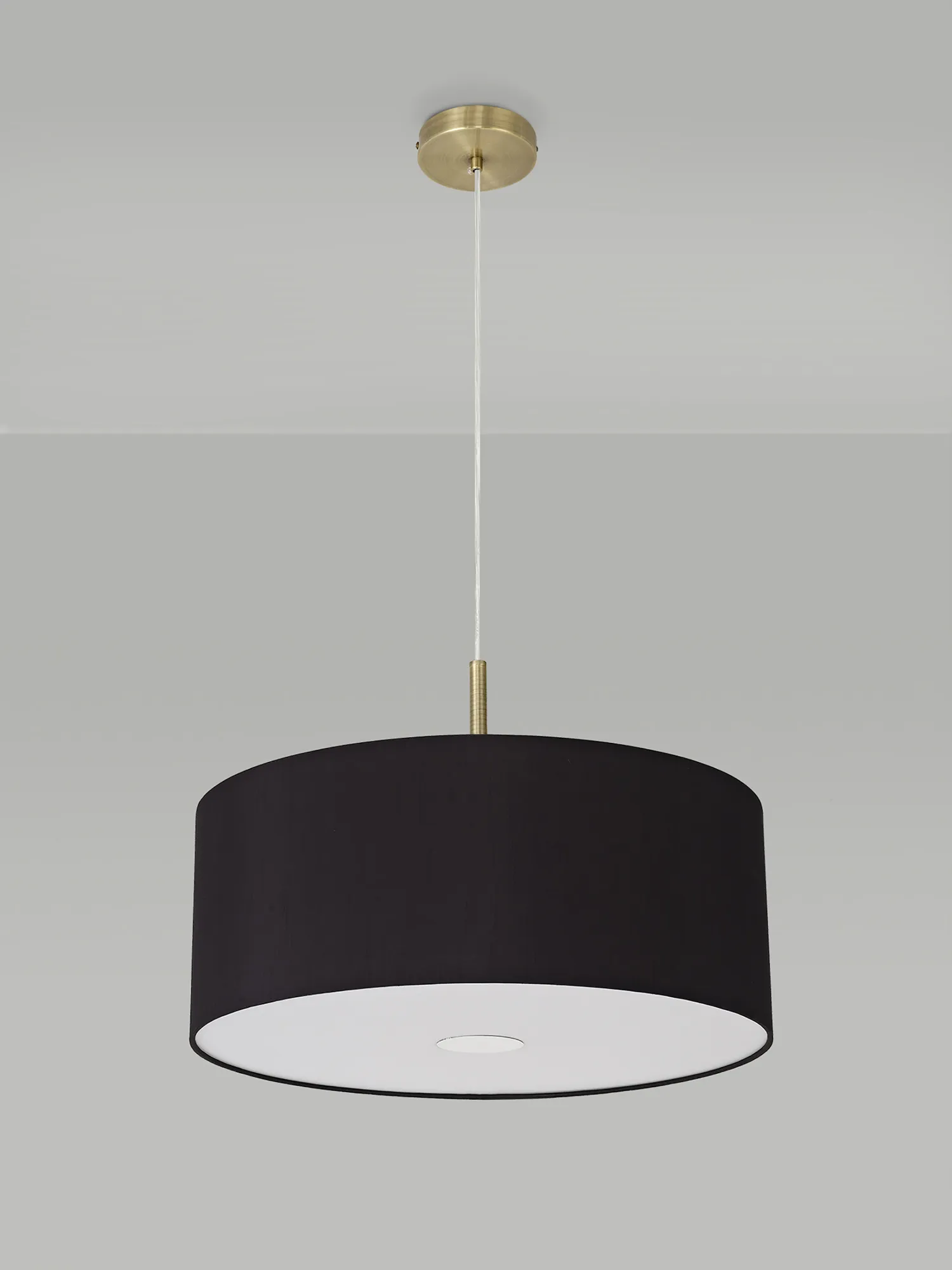Baymont 50cm 3 Light Pendant Antique Brass, Black, Frosted Diffuser DK0409  Deco Baymont AB BL